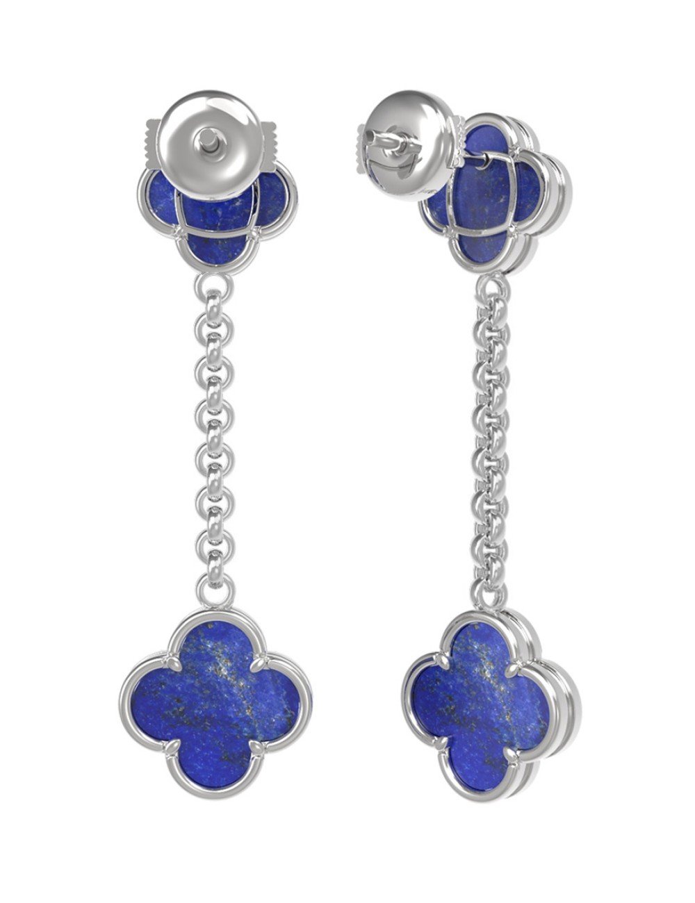 Серьги из белого золота c лазуритом