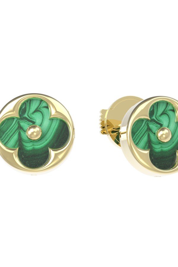 Серьги из лимонного золота c малахитом