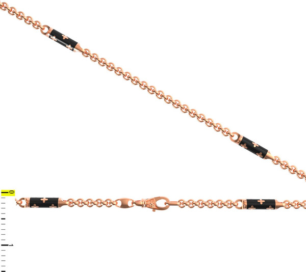 Цепь из красного золота 585 пробы c эмалью