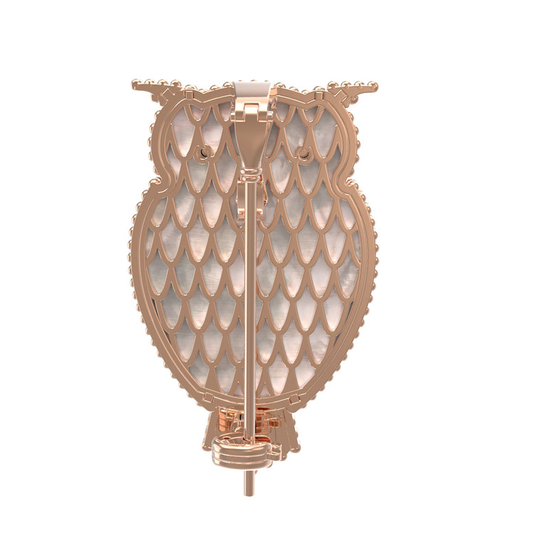 Брошь-подвеска из красного золота 585 пробы c эмалью, ониксом и перламутром