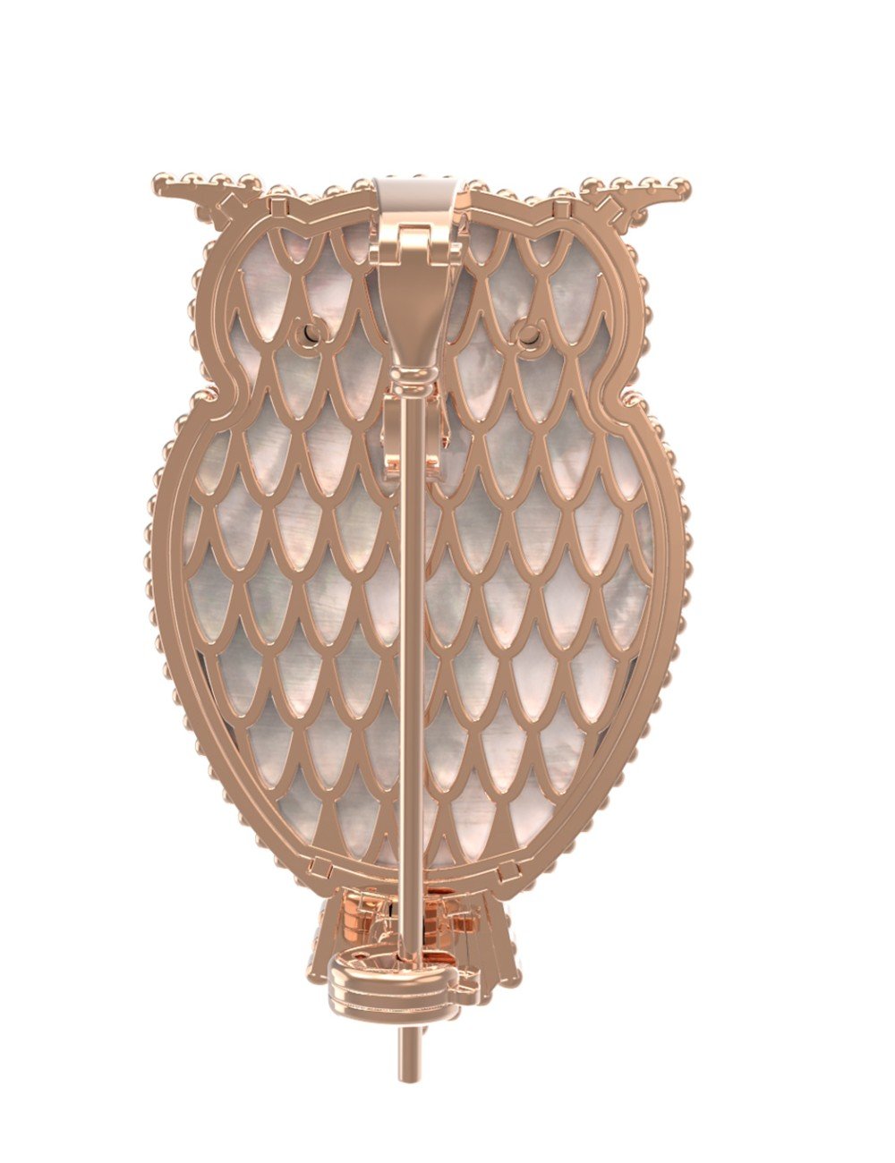 Брошь из золота c эмалью, ониксом и перламутром