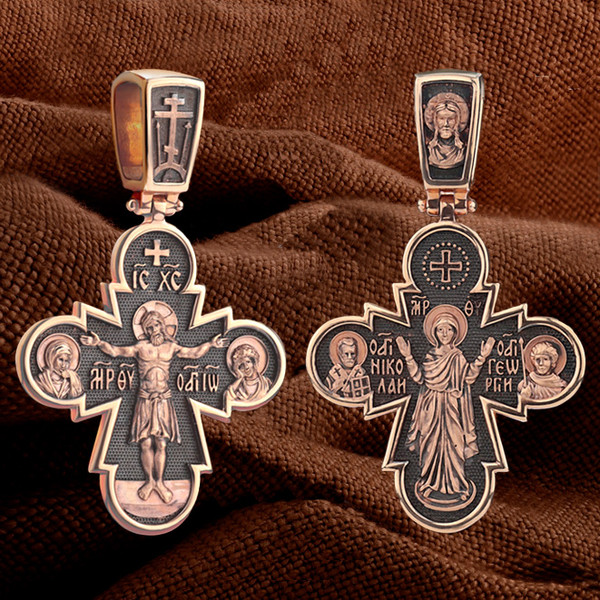 Крест из красного золота 585 пробы