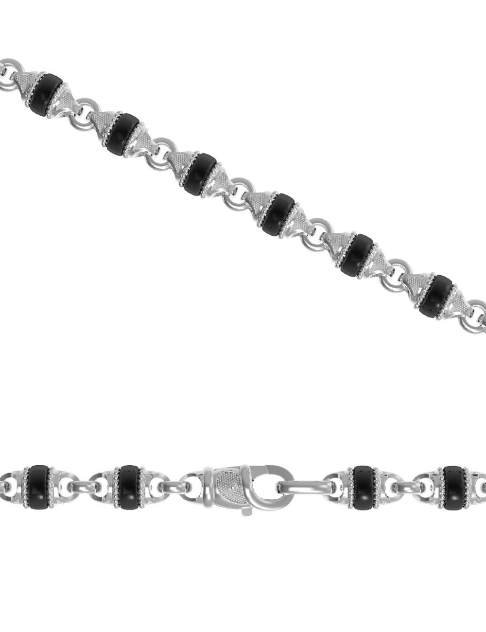 Цепь из белого золота c ониксом