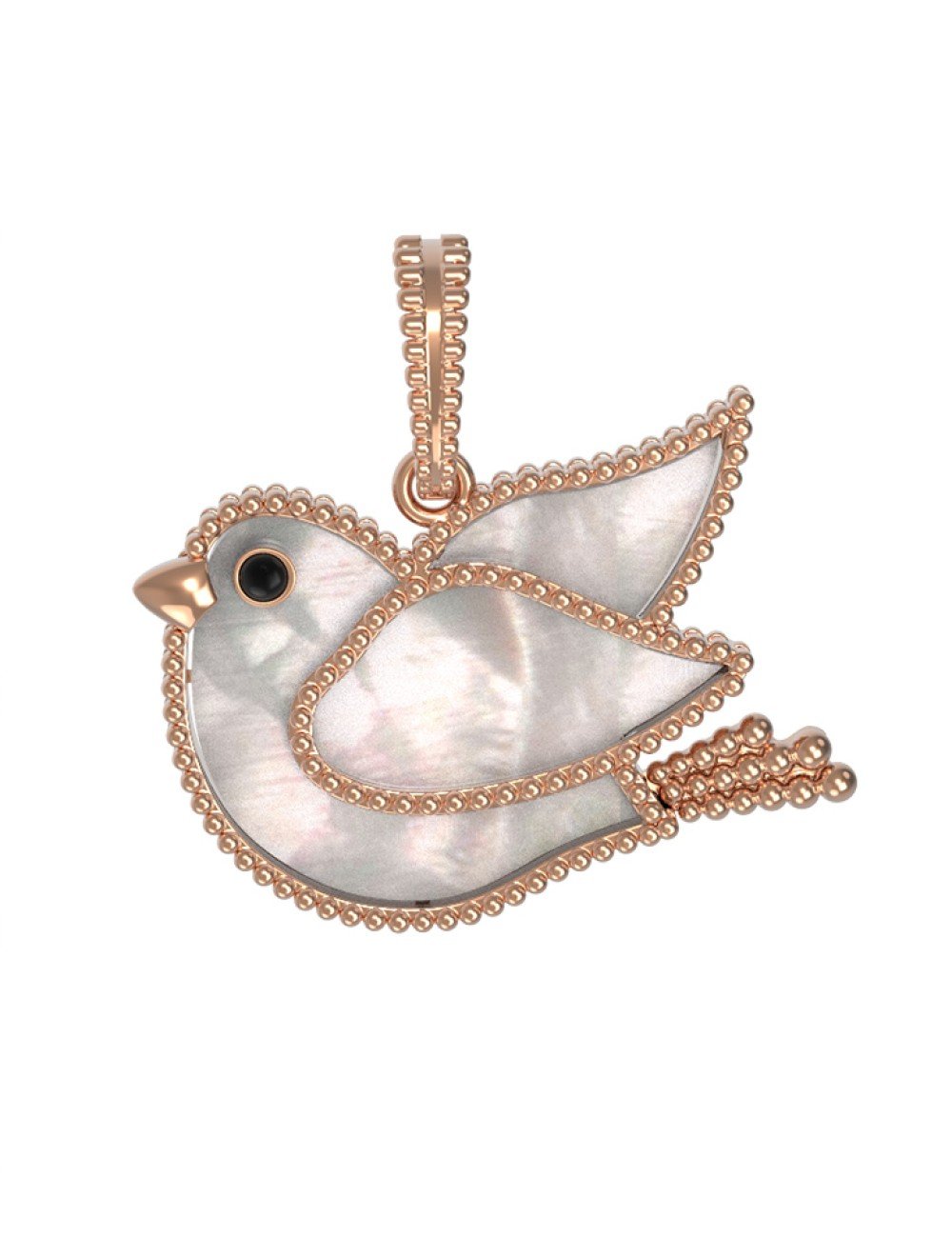 Подвеска из золота c эмалью и перламутром