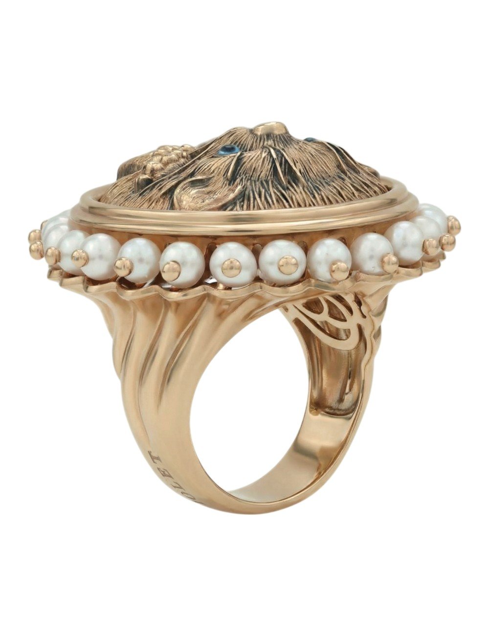 Кольцо из золота c эмалью и жемчугом