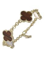 Браслет из лимонного золота c тигровым глазом и перламутром