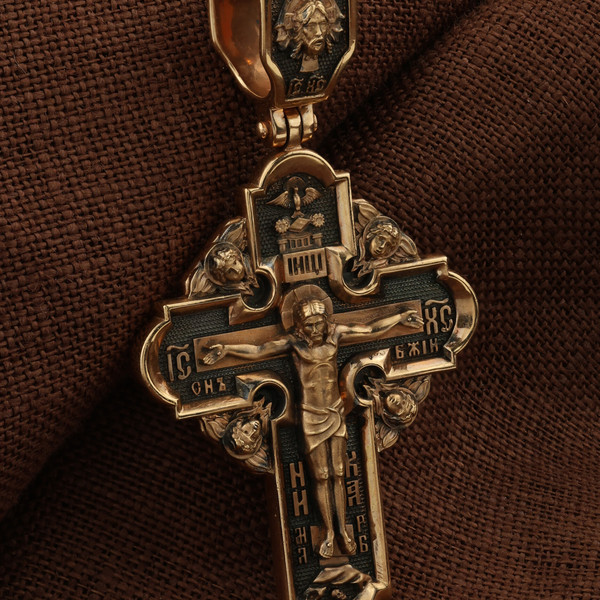 Крест из красного золота 585 пробы