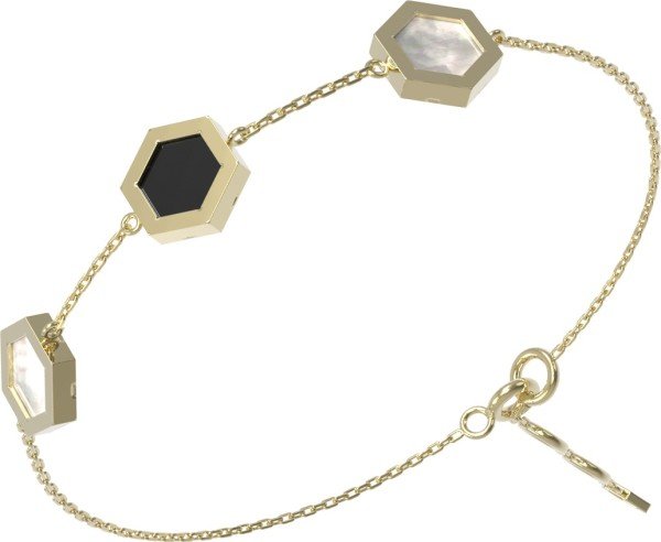 Браслет из лимонного золота c ониксом и перламутром