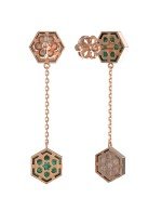 Серьги из золота c малахитом и перламутром