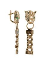 Серьги из золота c бриллиантами и изумрудом