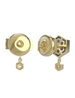 Серьги из лимонного золота c бриллиантами и лазуритом