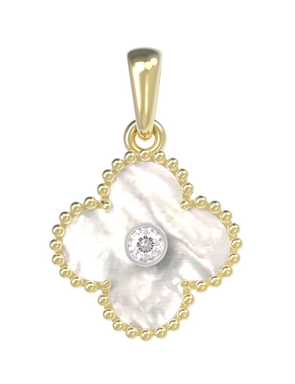 Подвеска из лимонного золота c бриллиантами и перламутром
