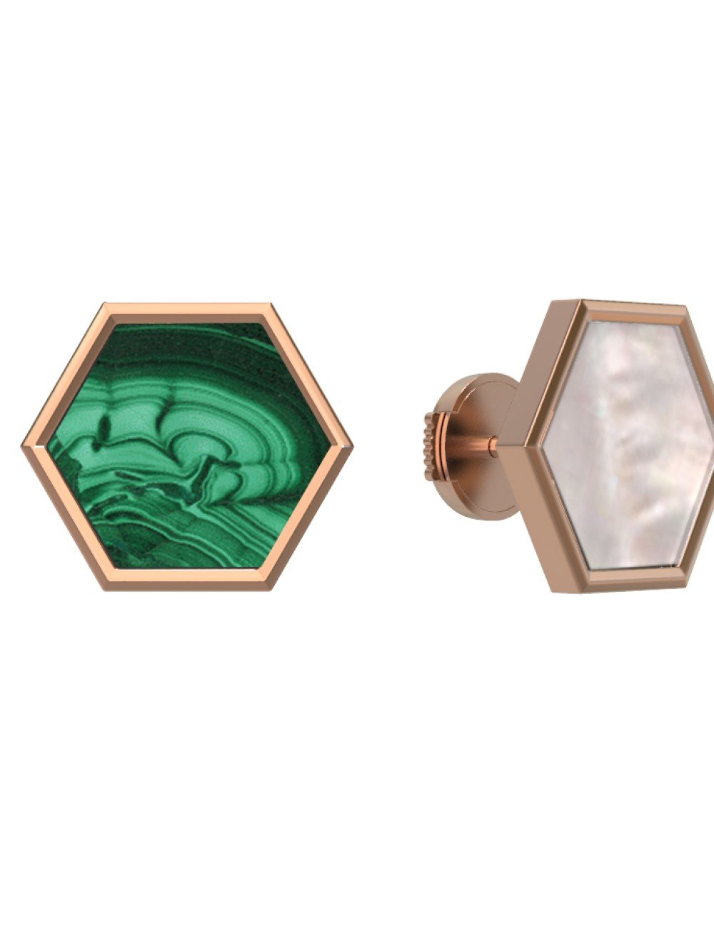 Серьги из золота c малахитом и перламутром