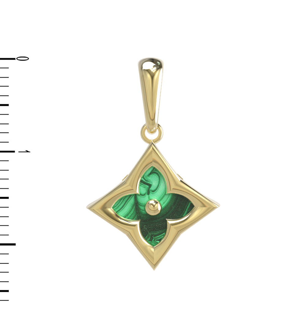 Подвеска из лимонного золота 585 пробы c малахитом