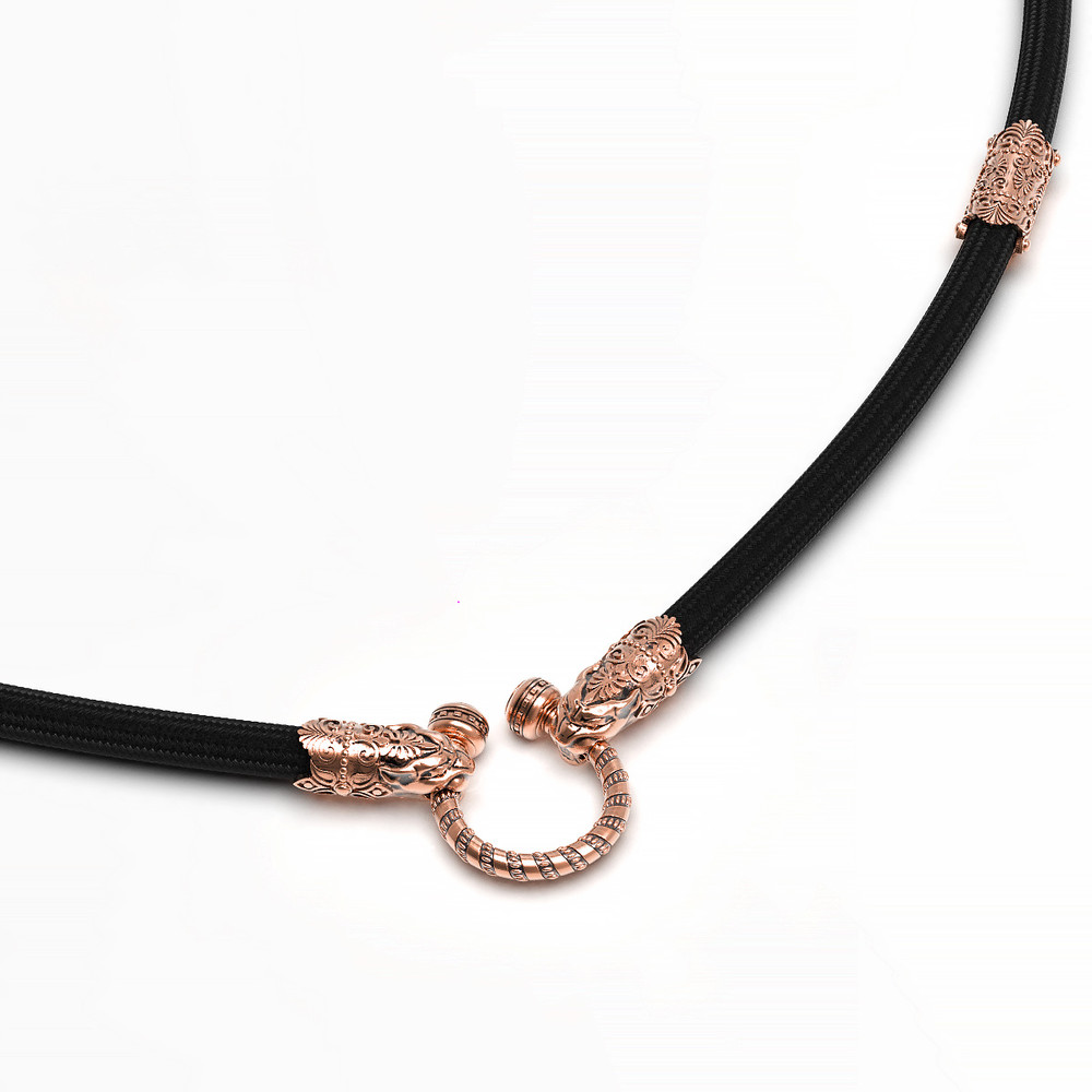 Цепь-шнурок шелк из красного золота 585 пробы c шёлковым шнурком