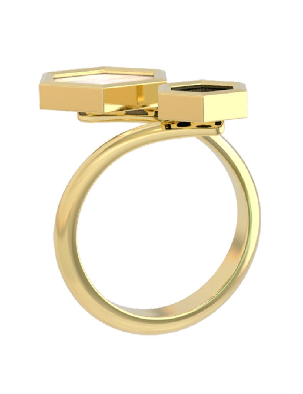 Кольцо из лимонного золота c ониксом и перламутром