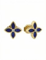 Серьги из лимонного золота c бриллиантами и лазуритом