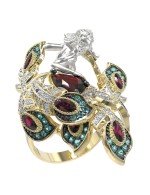 Кольцо из лимонного золота c фианитом и гранатом