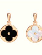 Подвеска из золота c ониксом и перламутром