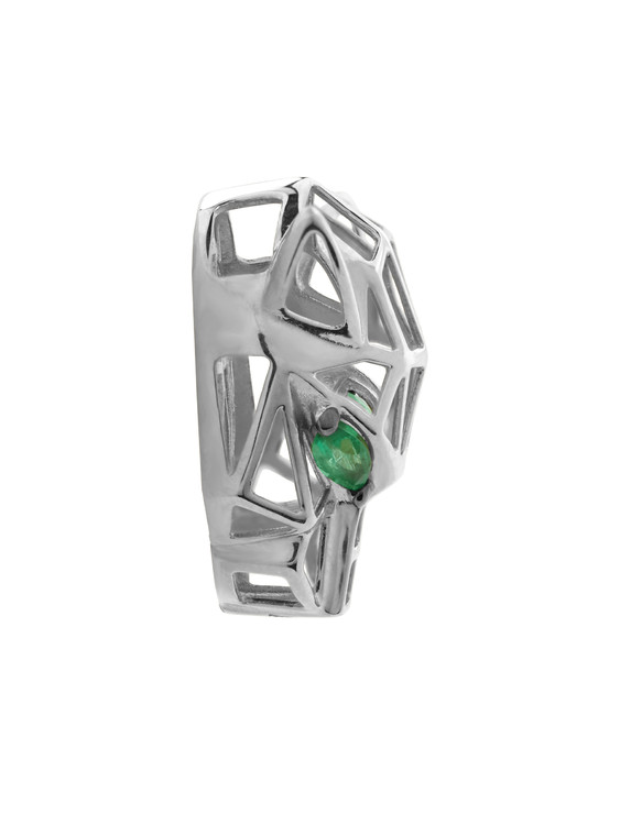 Подвеска из белого золота 585 пробы c изумрудом