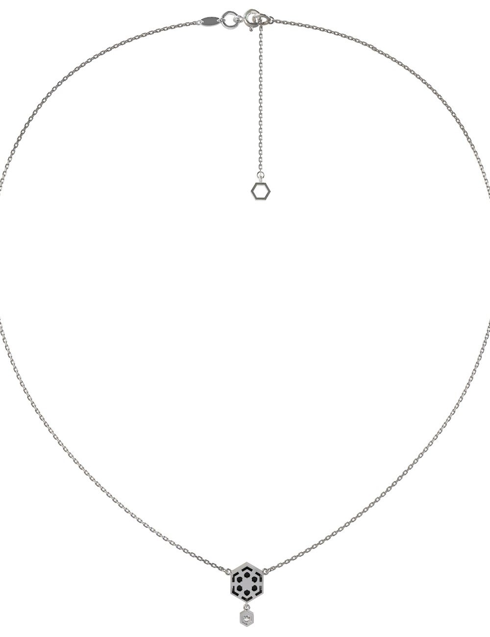 Колье из белого золота c бриллиантами и ониксом