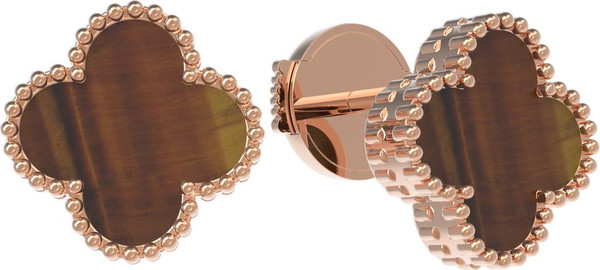 Серьги из красного золота 585 пробы c тигровым глазом