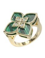 Кольцо из лимонного золота c бриллиантами и малахитом
