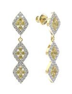 Серьги из лимонного золота c бриллиантами и сапфиром