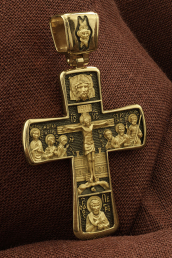 Крест из лимонного золота 585 пробы