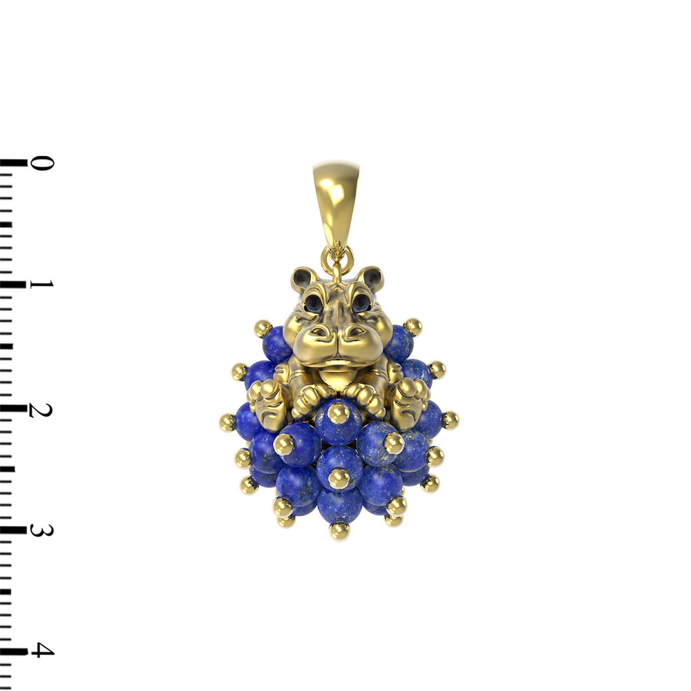 Подвеска из лимонного золота 585 пробы c эмалью и лазуритом