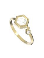 Кольцо из лимонного золота c бриллиантами и перламутром