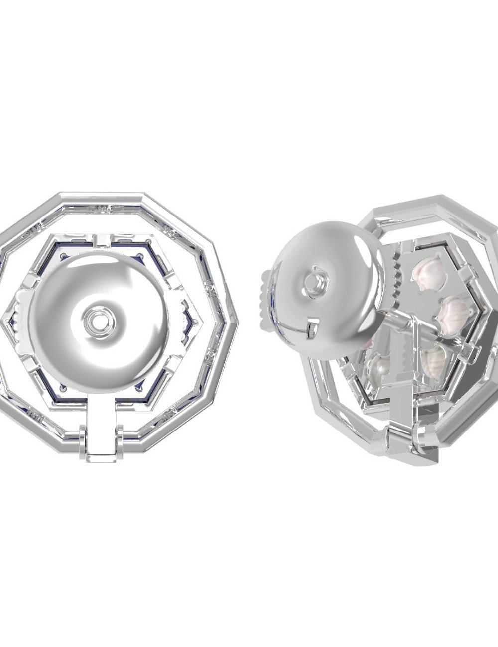 Серьги из белого золота c лазуритом и перламутром