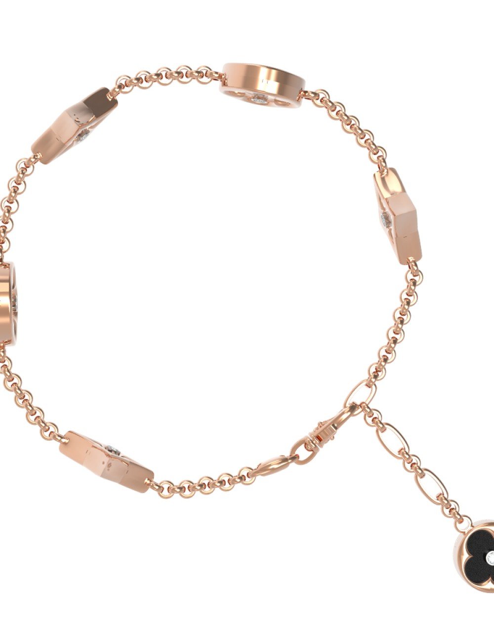 Браслет из золота c бриллиантами, ониксом и перламутром