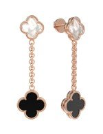 Серьги из золота c ониксом и перламутром