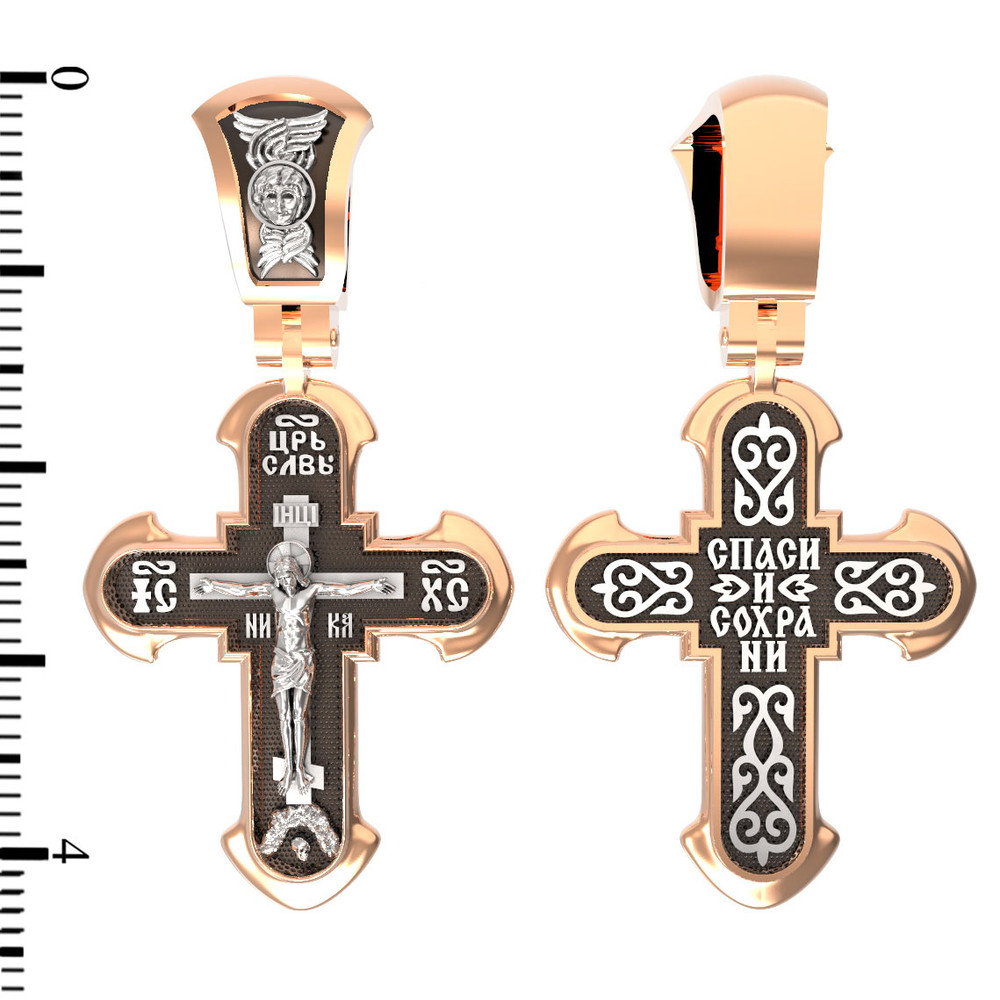 Крест из красного золота 585 пробы