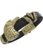 Браслет из лимонного золота c бриллиантами и кожаным шнурком