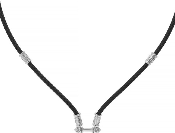 Цепь-шнурок кожа из белого золота 585 пробы c кожаным шнурком