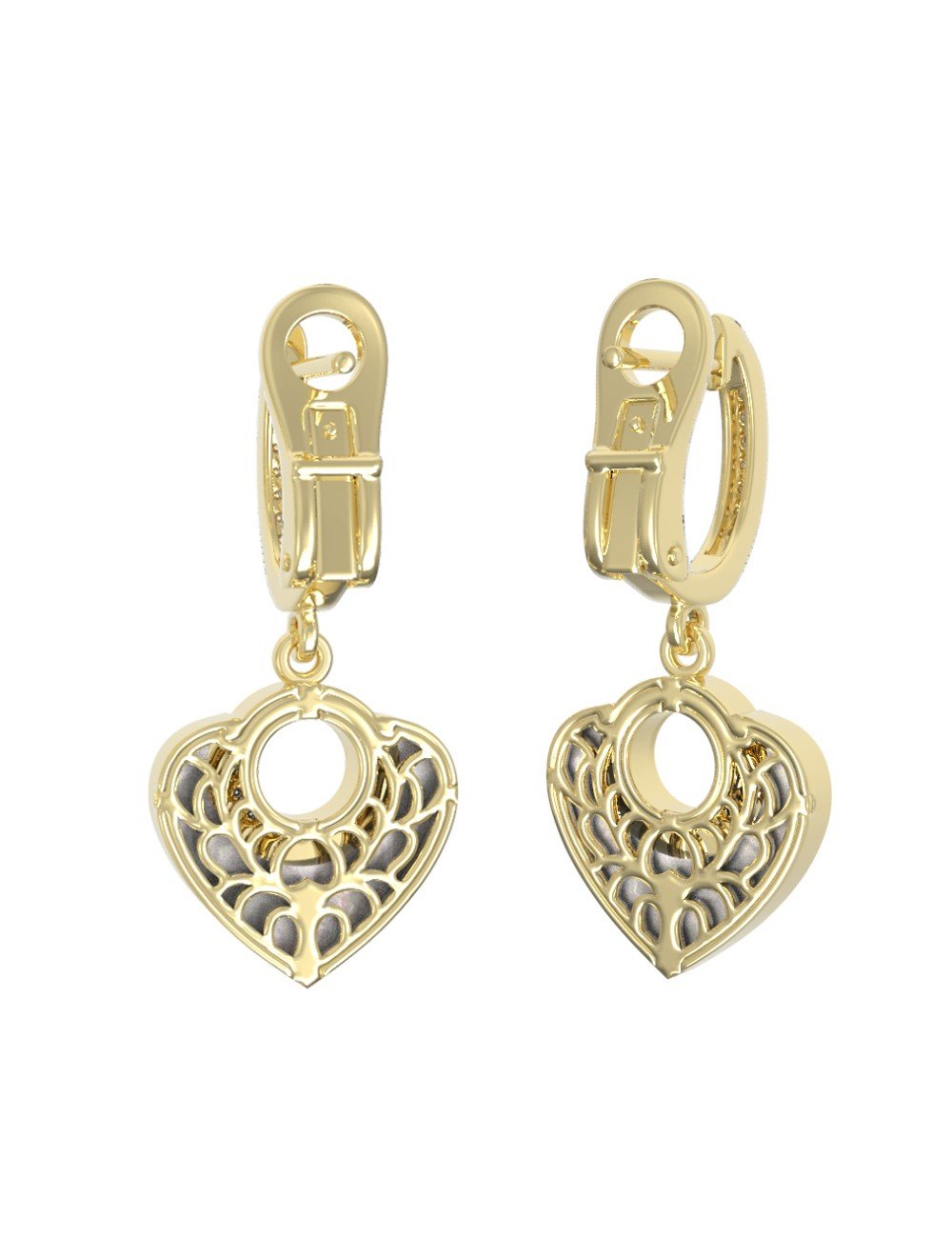 Серьги из лимонного золота c бриллиантами и перламутром