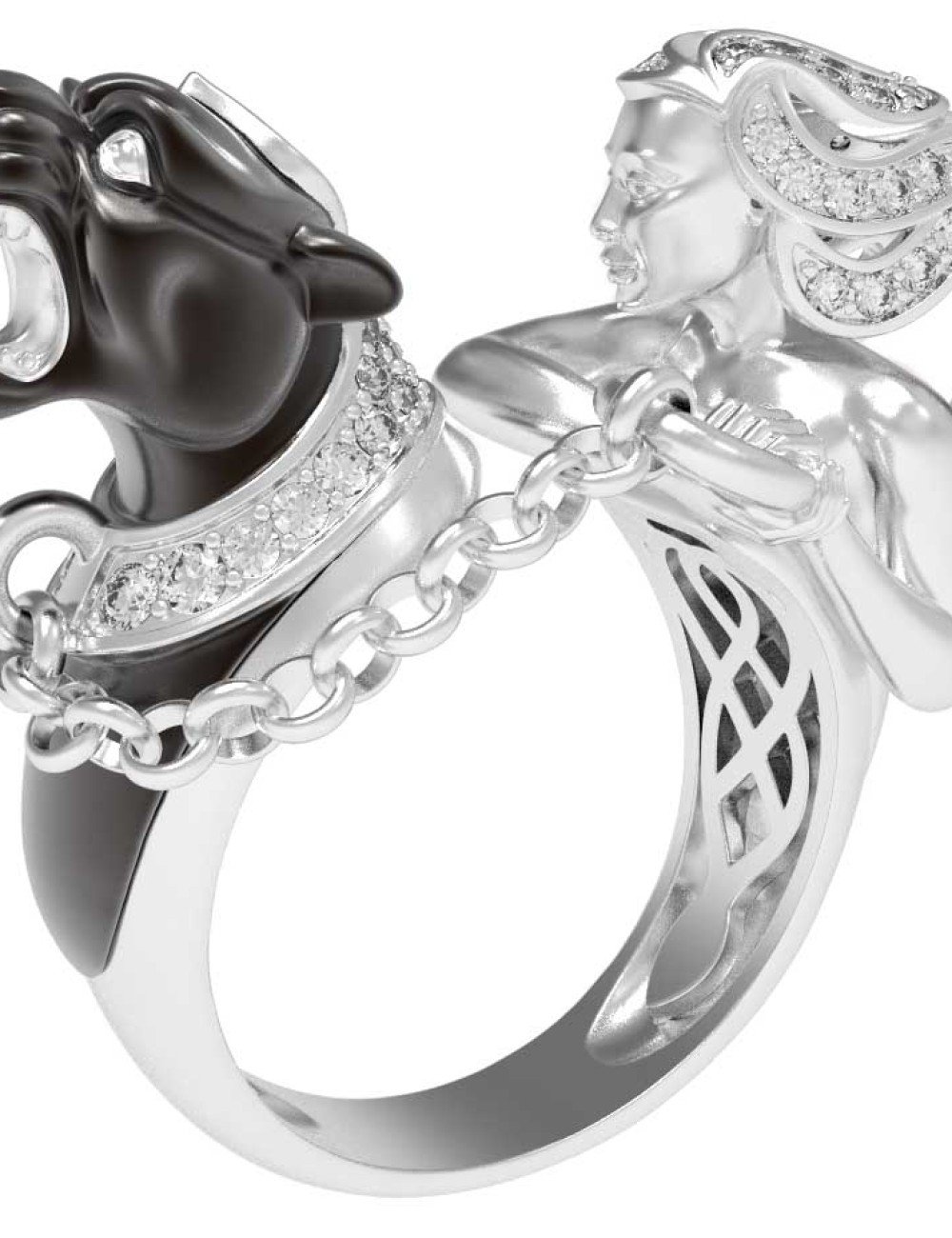 Кольцо из белого золота c фианитом