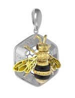 Подвеска из белого золота c эмалью, ониксом и эмалью