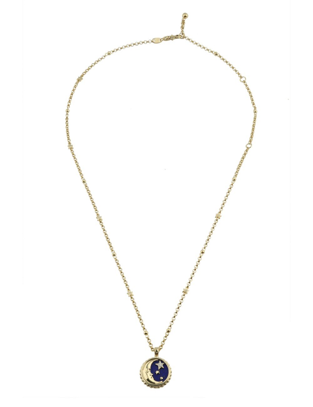 Колье из лимонного золота c бриллиантами, лазуритом и перламутром