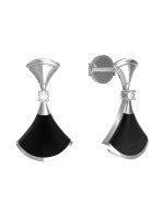 Серьги из белого золота c бриллиантами и ониксом