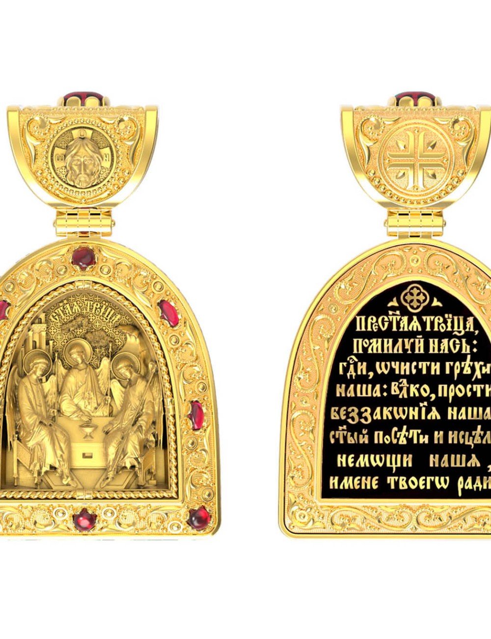 Образок из лимонного золота c эмалью и рубином