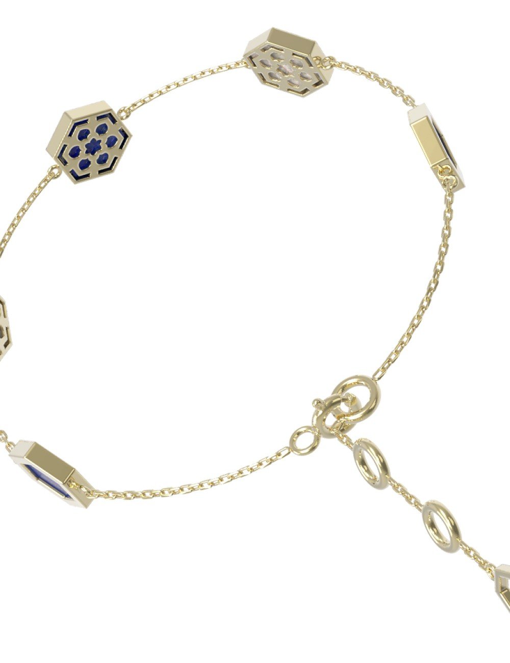 Браслет из лимонного золота c лазуритом и перламутром