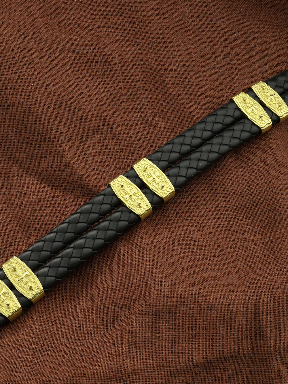 Браслет из лимонного золота 585 пробы c шнурком