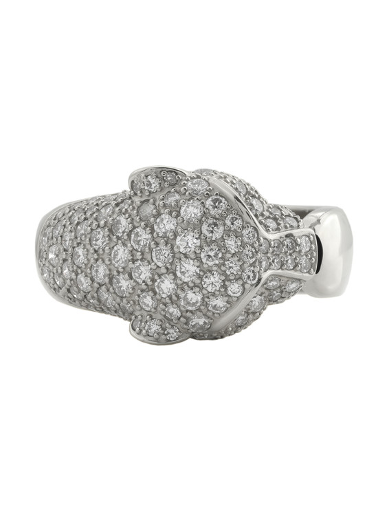 Кольцо из белого золота 585 пробы c бриллиантами, изумрудом и ониксом