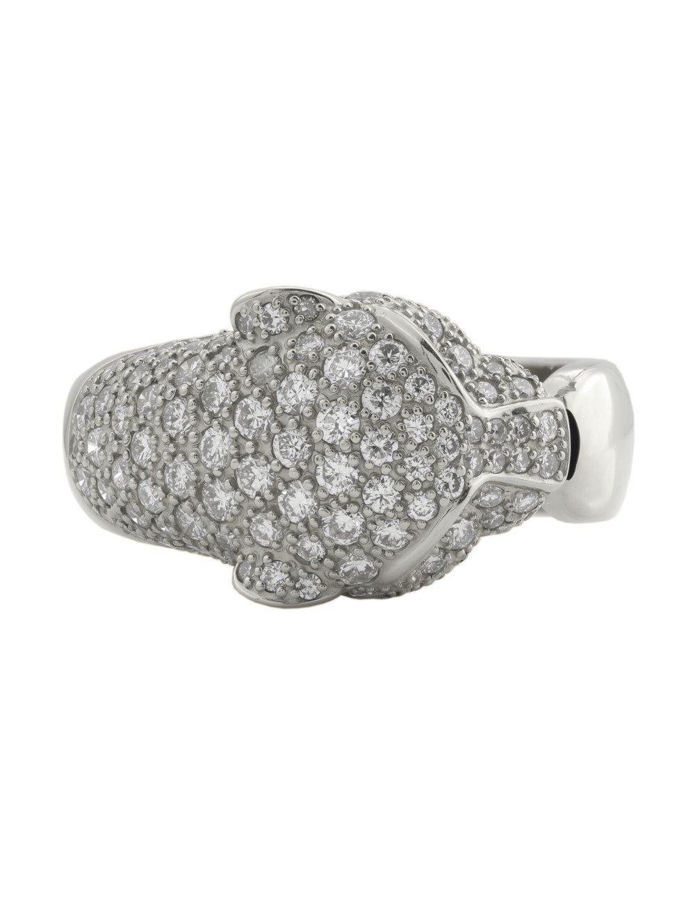 Кольцо из белого золота c бриллиантами, изумрудом и ониксом