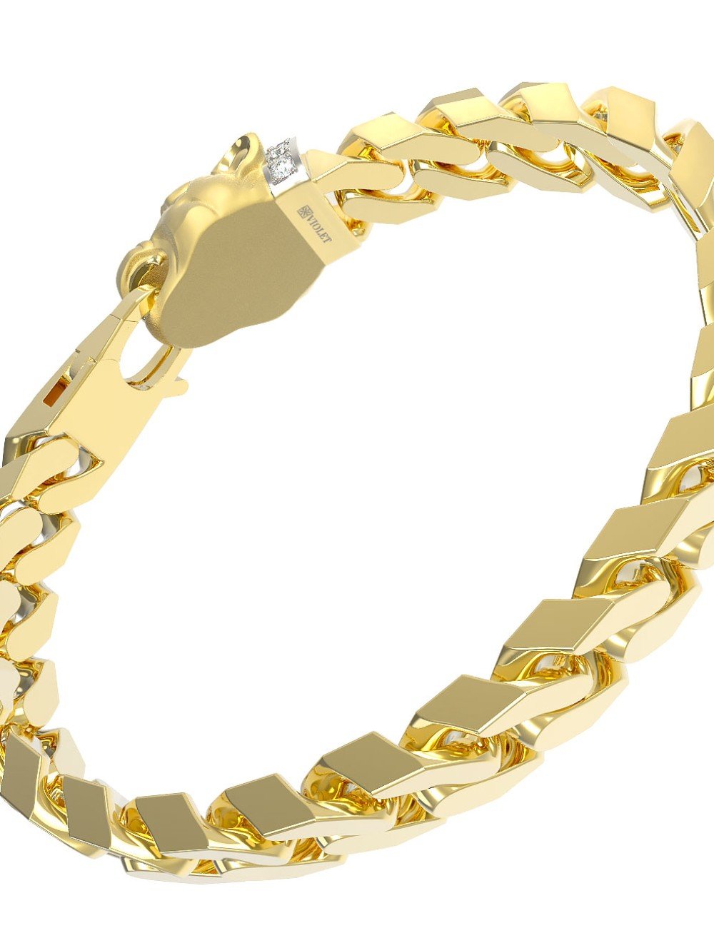 Браслет из лимонного золота c бриллиантами и изумрудом