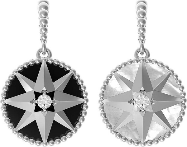 Подвеска из белого золота 585 пробы c фианитом, ониксом и перламутром