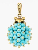 Подвеска из лимонного золота c эмалью и бирюзой